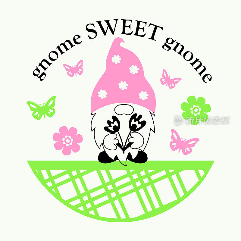 春天的Gnome甜gnomeA向量模板cutting.A侏儒
门、窗装饰，侏儒突出。圆的标志