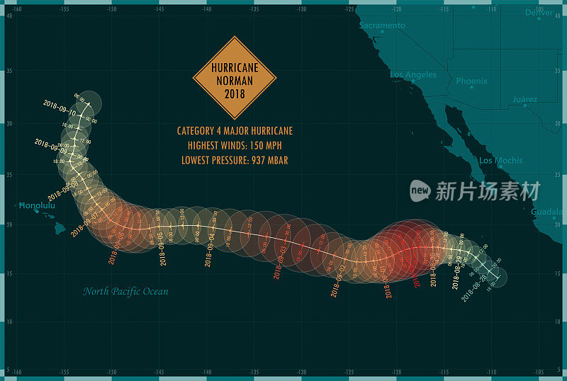2018年诺曼飓风路径东太平洋信息图