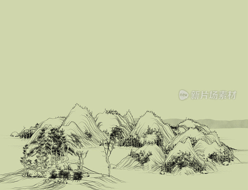 中国传统山水画，抽象的山水画