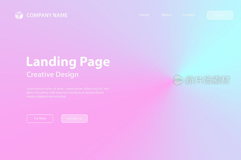 着陆页面模板-粉红色的抽象背景，径向渐变