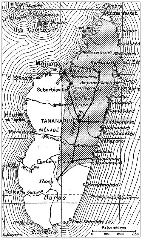 古董插图:马达加斯加地图