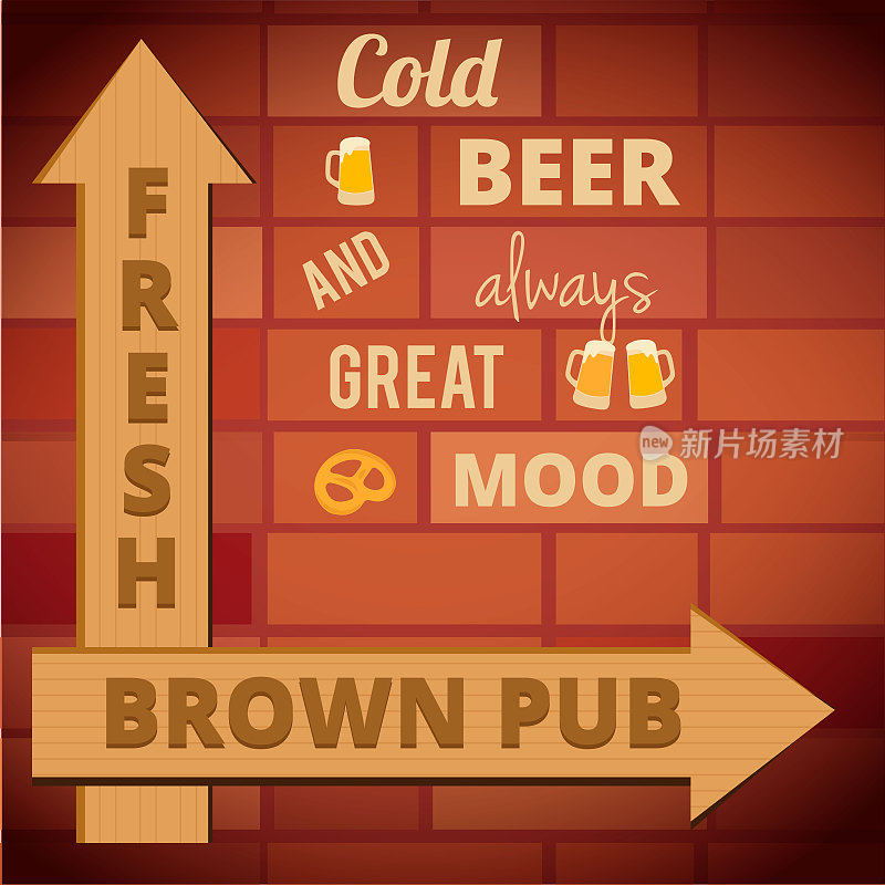 老式啤酒海报。啤酒的复古海报模板。广告矢量布局酒吧。