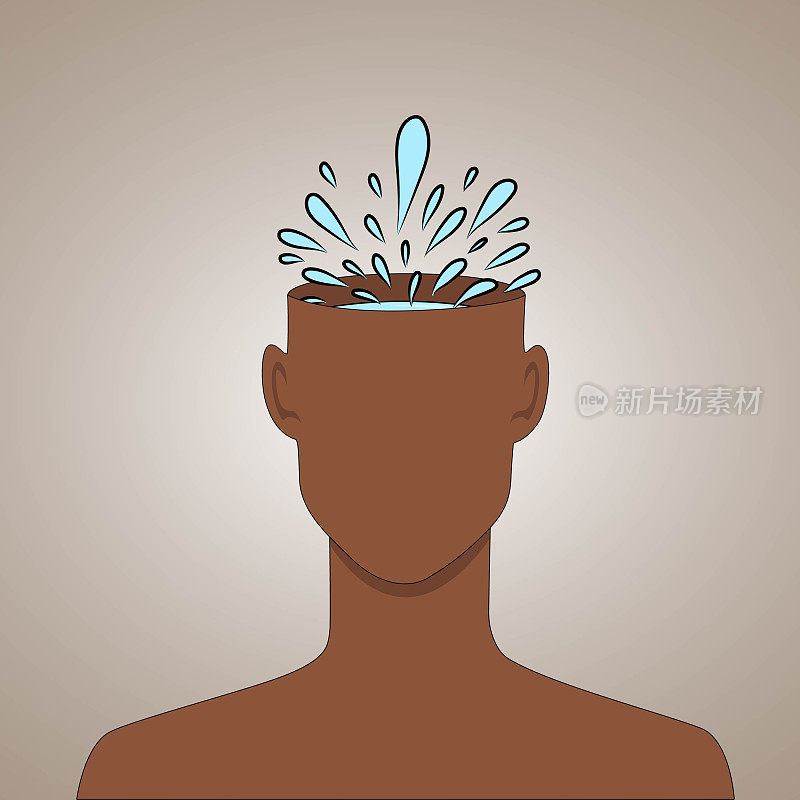 创意头部插图,头部充满水,人类多样性概念股票插图