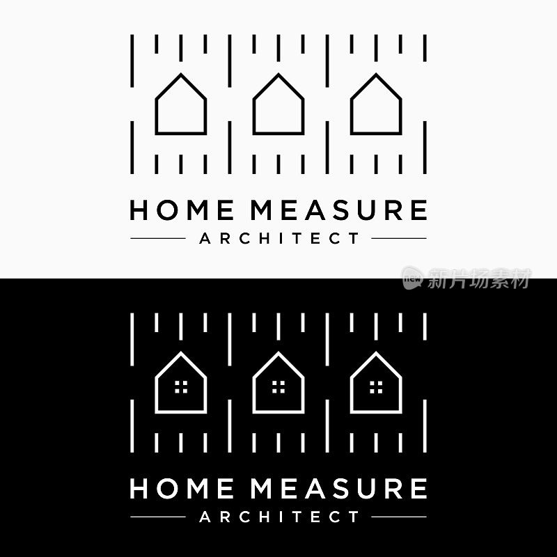 设置家庭测量图标建筑师服务维修建筑家庭住房装饰室内外部设计矢量