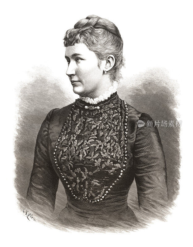 普鲁士女王奥古斯塔・维多利亚1888年的肖像