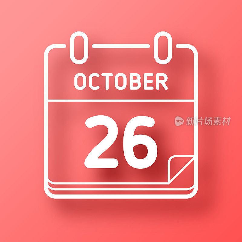 10月26日。图标在红色背景与阴影