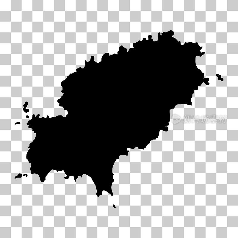 伊比沙岛高细节地图，西班牙地区平面标志，网页设计矢量插图