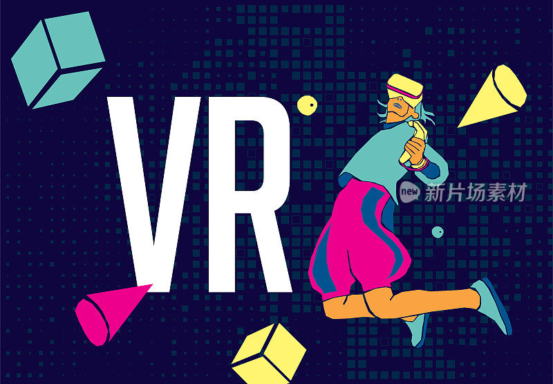 年轻女子戴着VR头显体验虚拟现实元世界