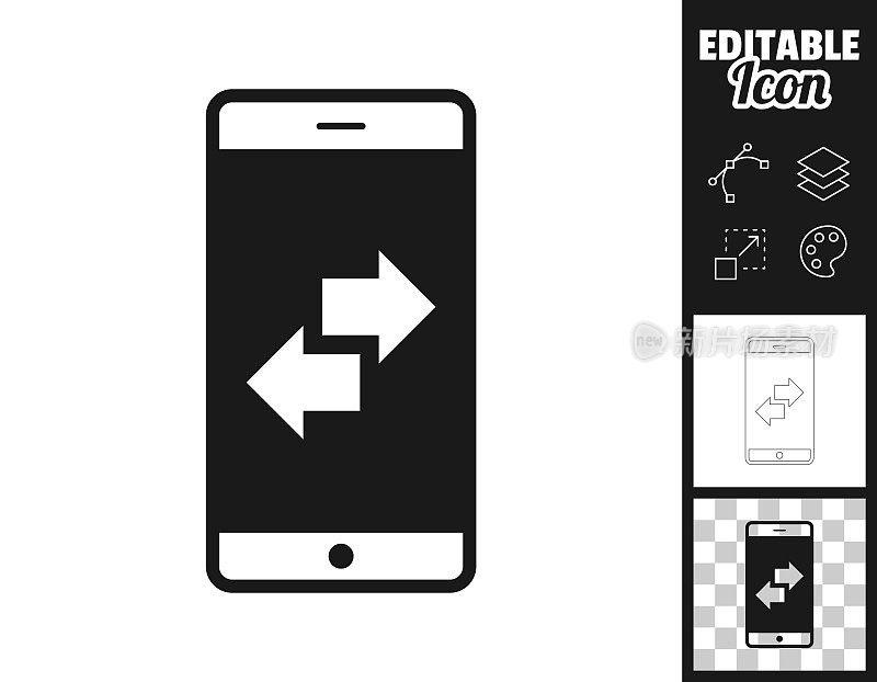 传输与智能手机。图标设计。轻松地编辑