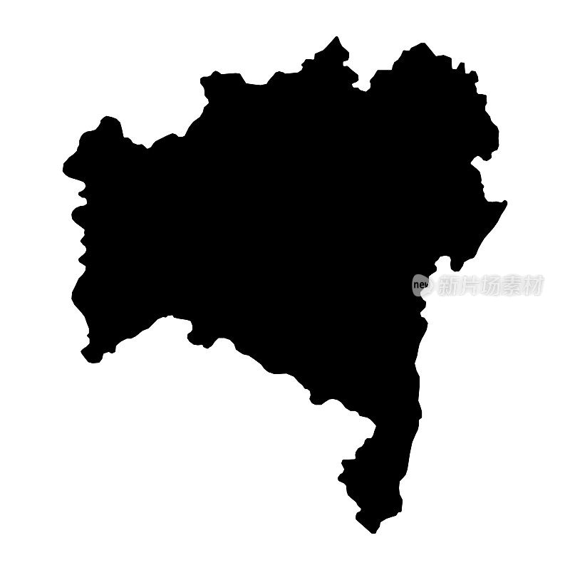 巴伊亚地图，巴西州。矢量插图。