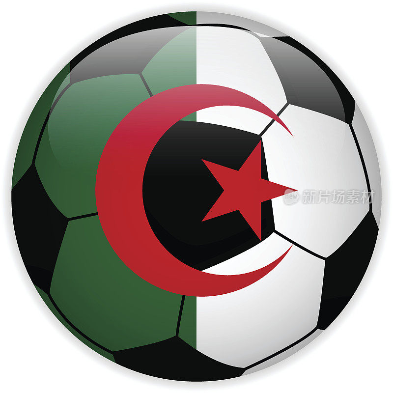 阿尔及利亚国旗与足球背景