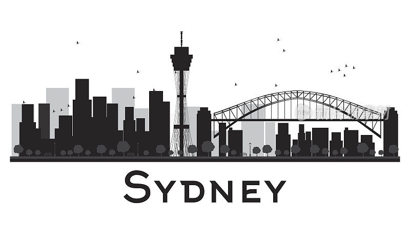 悉尼的天际线是黑白的剪影