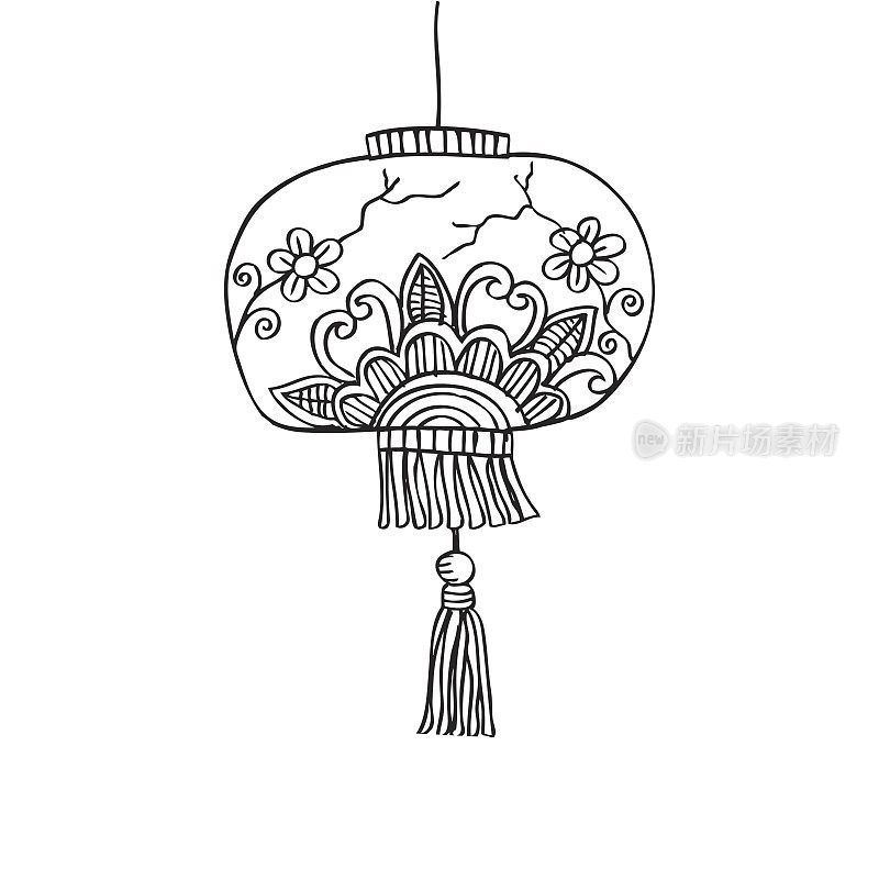 中国灯笼手绘。