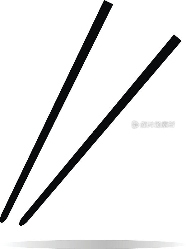 筷子图标上的白色背景。筷子的迹象。