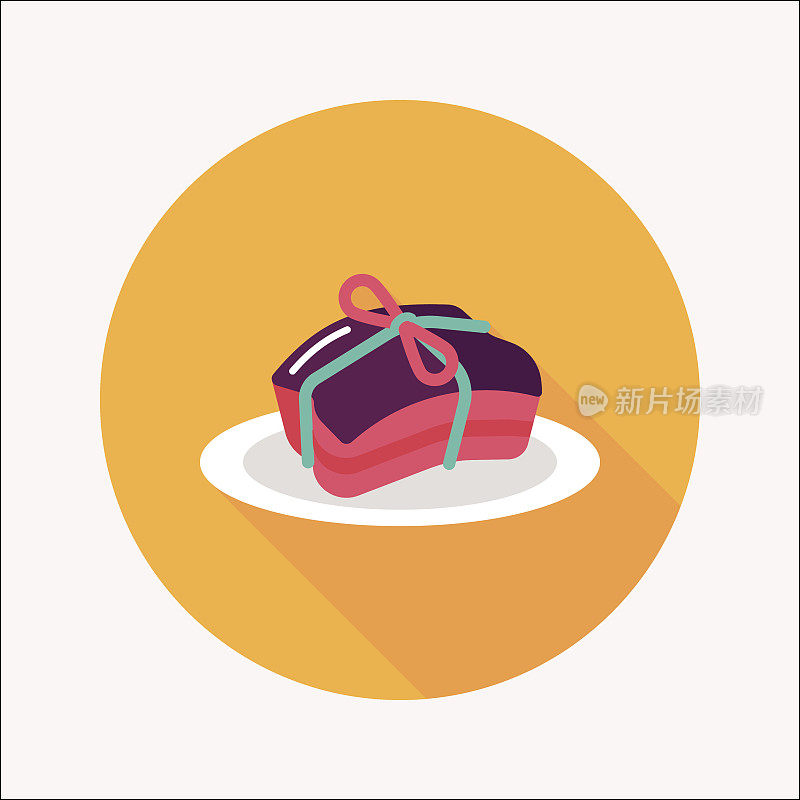 中国新年美食红烧东坡扁肉图标，eps10
