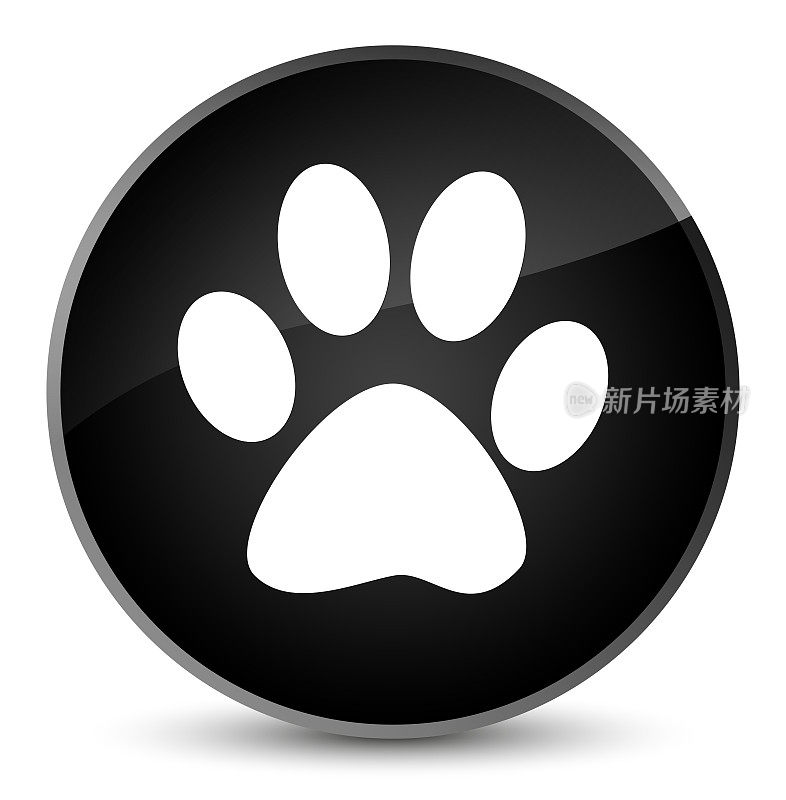 动物脚印图标优雅黑色圆形按钮
