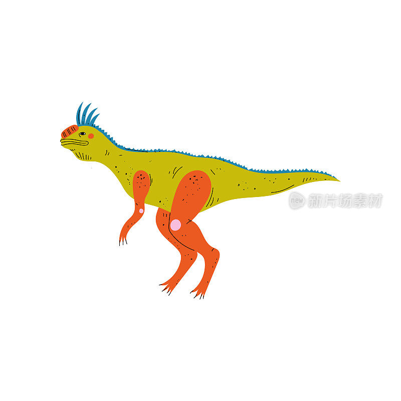彩色的青岛龙恐龙，可爱的史前动物矢量插图
