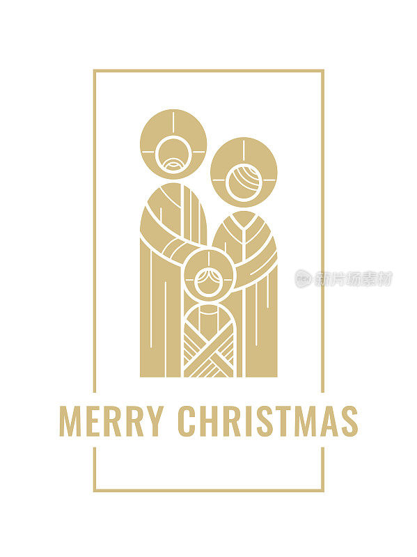 圣洁的家庭，耶稣作为一个孩子与马利亚和约瑟-线性插图，图标