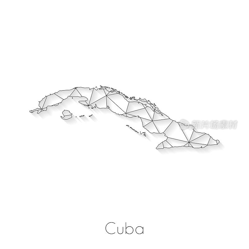 古巴地图连接-网络网格上的白色背景