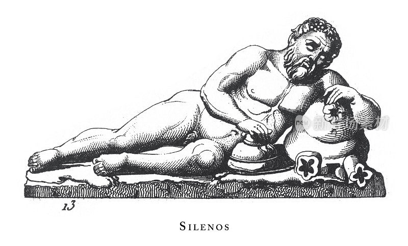 塞利诺斯、阿波罗、火星祭品;其他神话人物雕刻古董插图，1851年出版