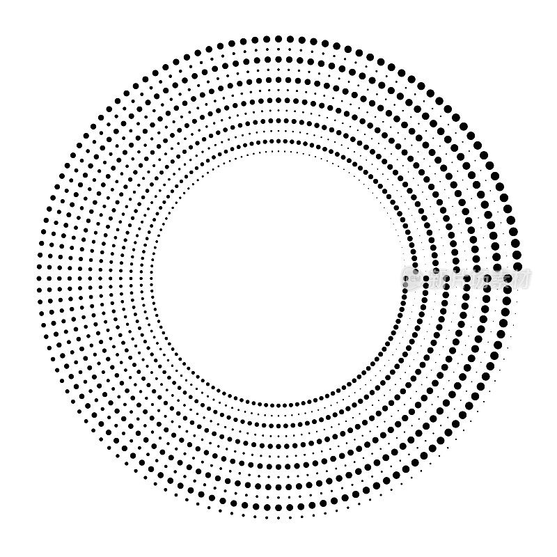 由双色圆点组成的褪色圆部分的相反轨道