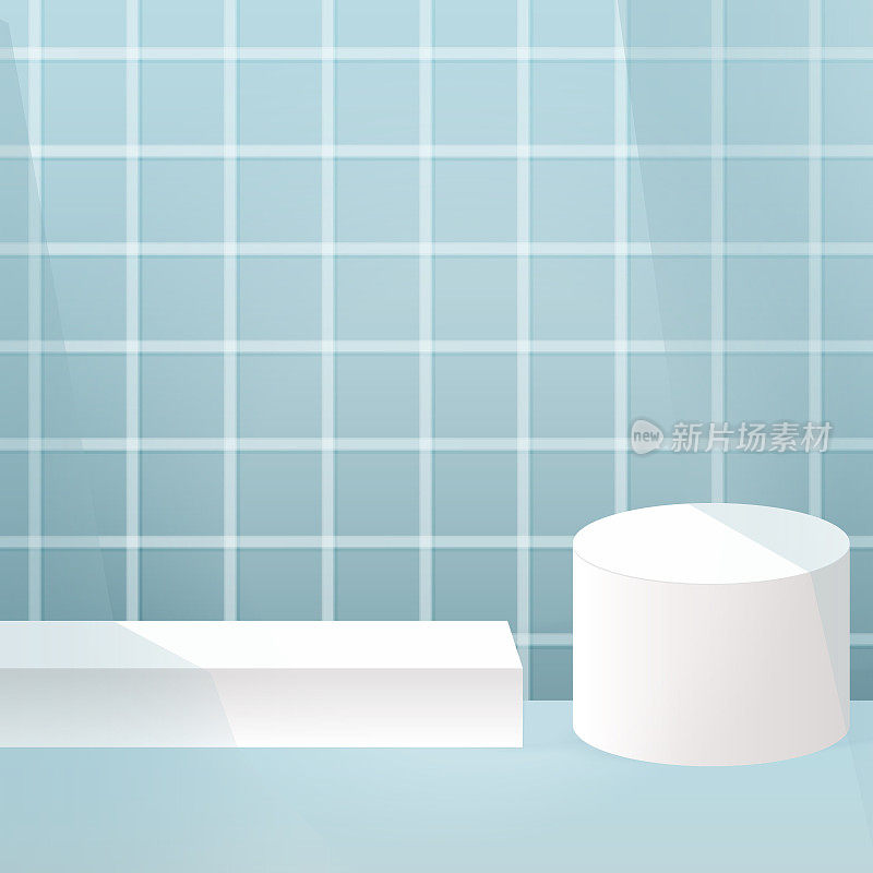 3d背景产品，在浴室里有一个最小的讲台场景