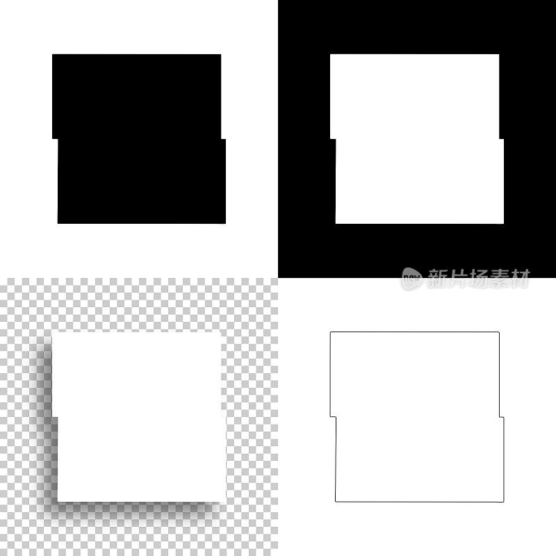 北达科他州斯图斯曼县。设计地图。空白，白色和黑色背景