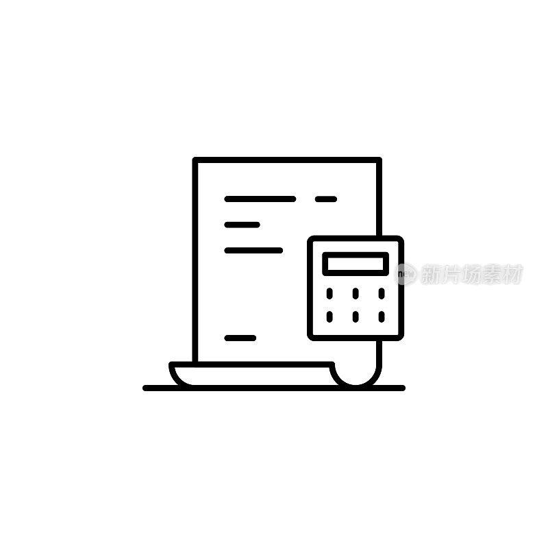 税务表格线图标与可编辑的笔画。Icon适用于网页设计、移动应用、UI、UX和GUI设计。