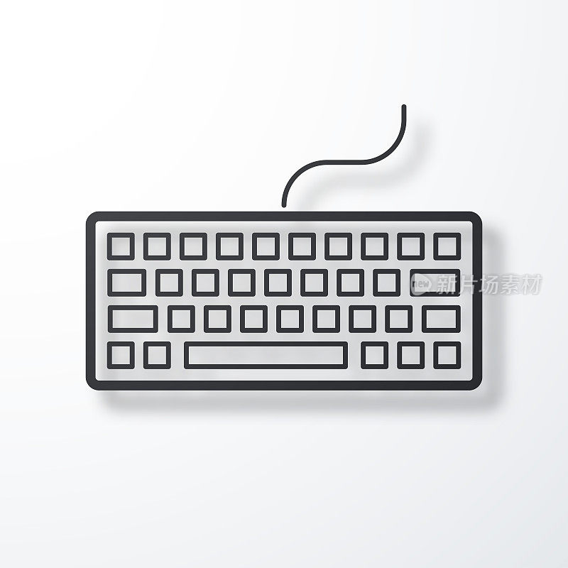 键盘。线图标与阴影在白色背景