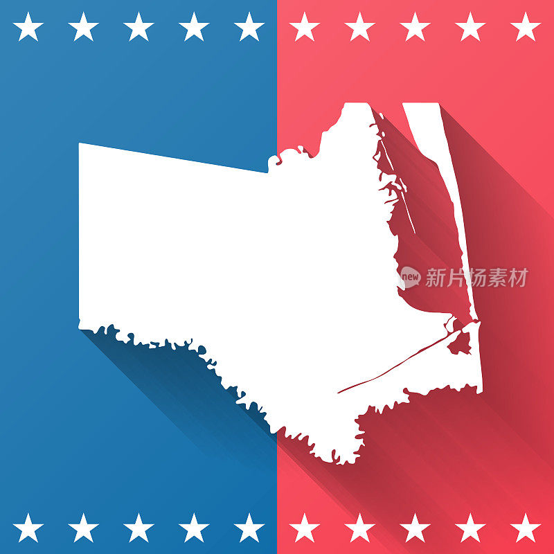 卡梅伦县，德克萨斯州。地图在蓝色和红色的背景