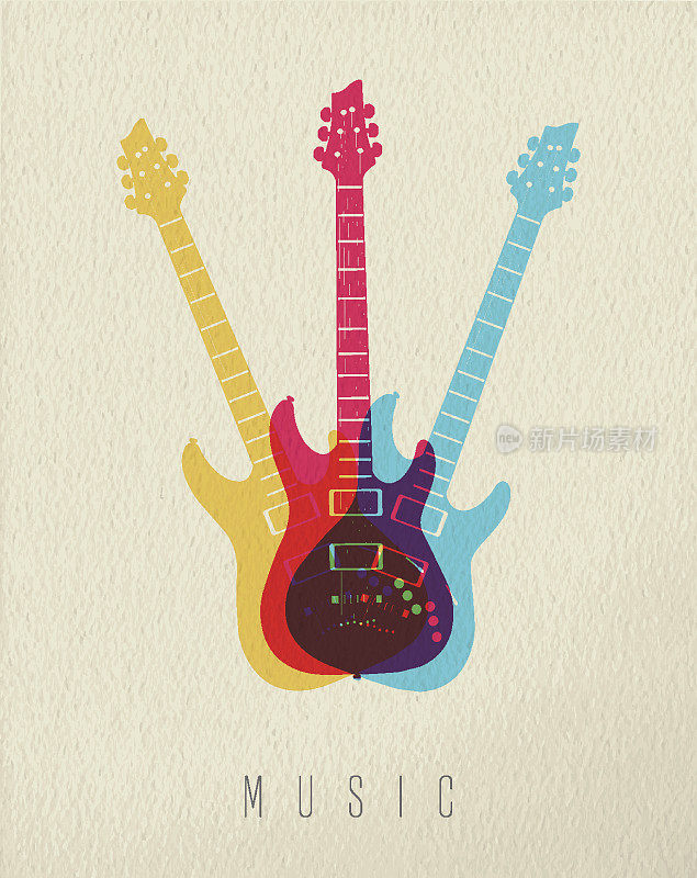 音乐概念图标电吉他颜色设计