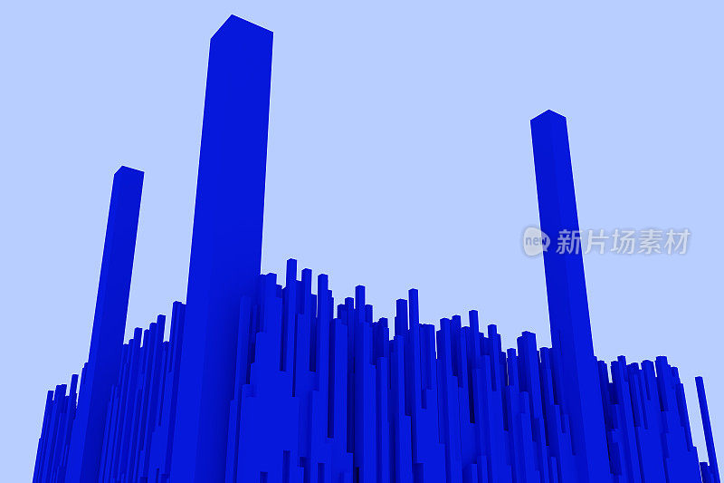 一个类似未来城市的结构的3d插图