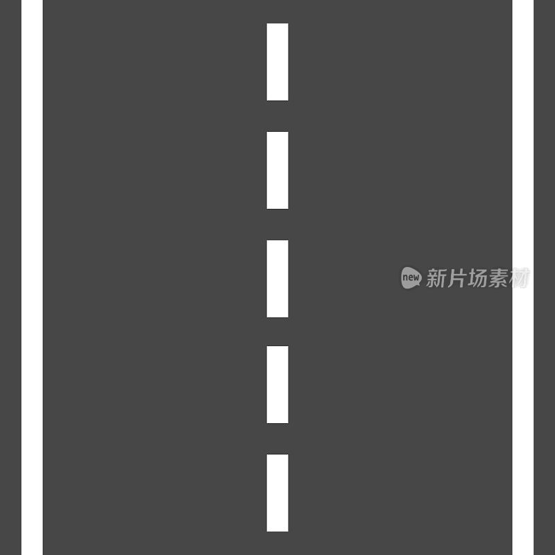直线道路与白色标记向量插图。高速公路道路图标。