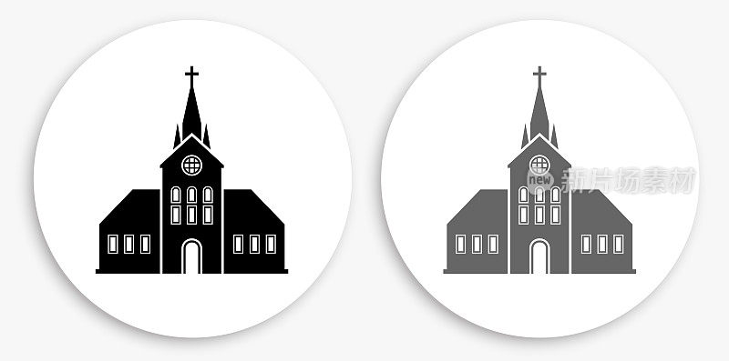 教堂建筑黑白圆形图标
