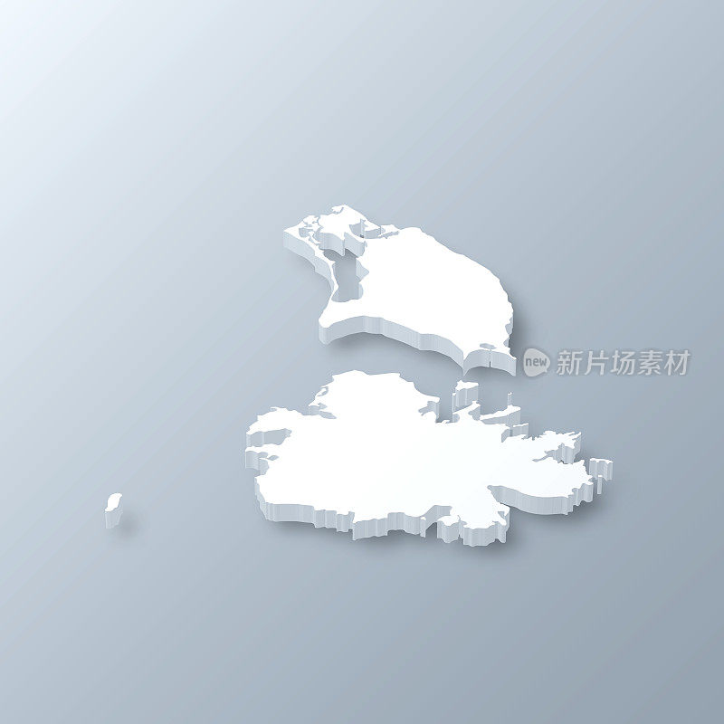 安提瓜和巴布达3D地图上的灰色背景