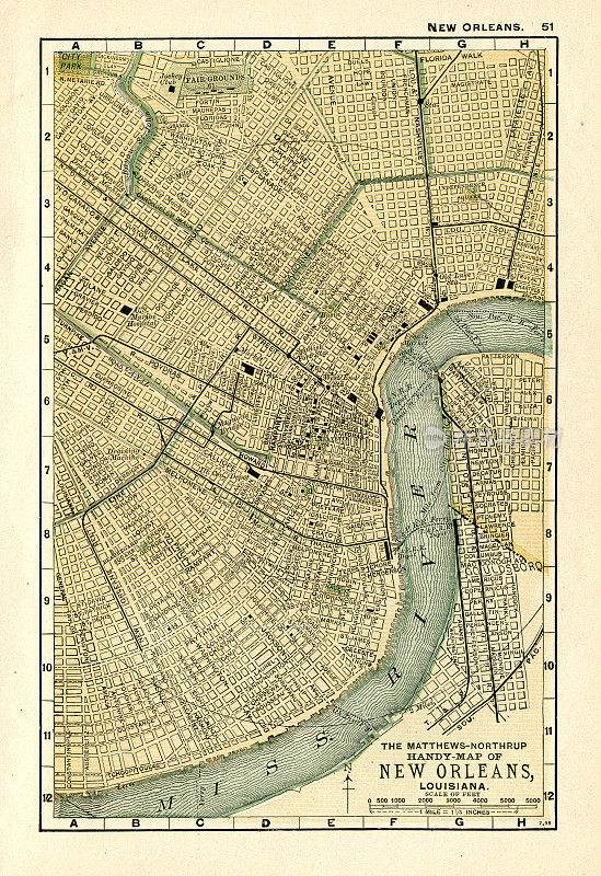 新奥尔良路易斯安那地图1898年