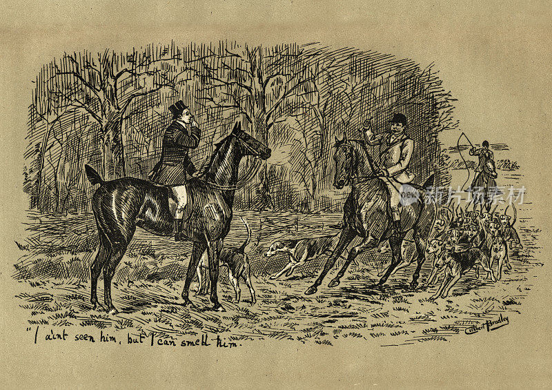 十九世纪维多利亚时期的猎犬猎狐