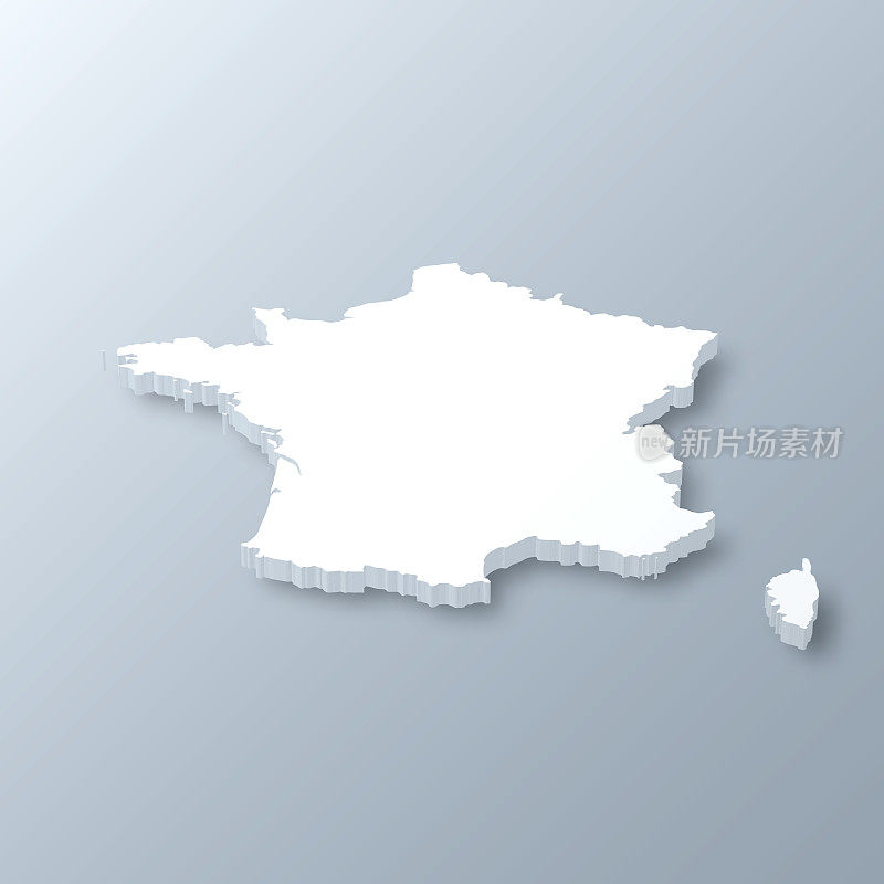 法国3D地图上的灰色背景