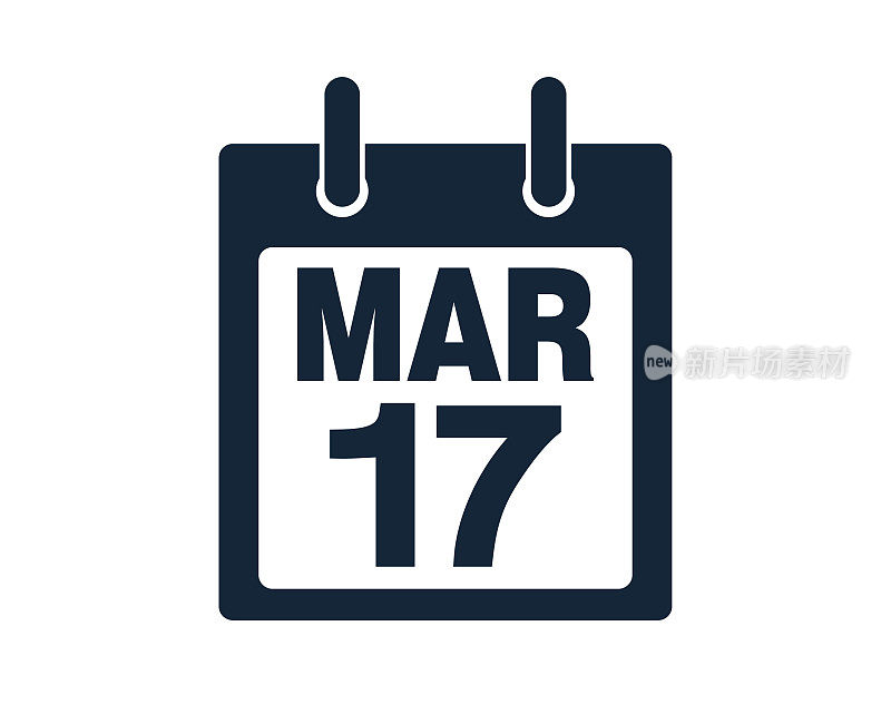 3月17日日历图标股票矢量插图