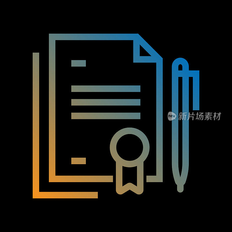 合同线图标，轮廓向量符号