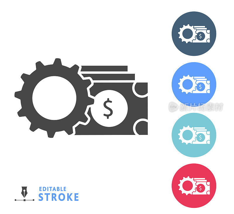 钱和银行赚钱颜色圈图标集