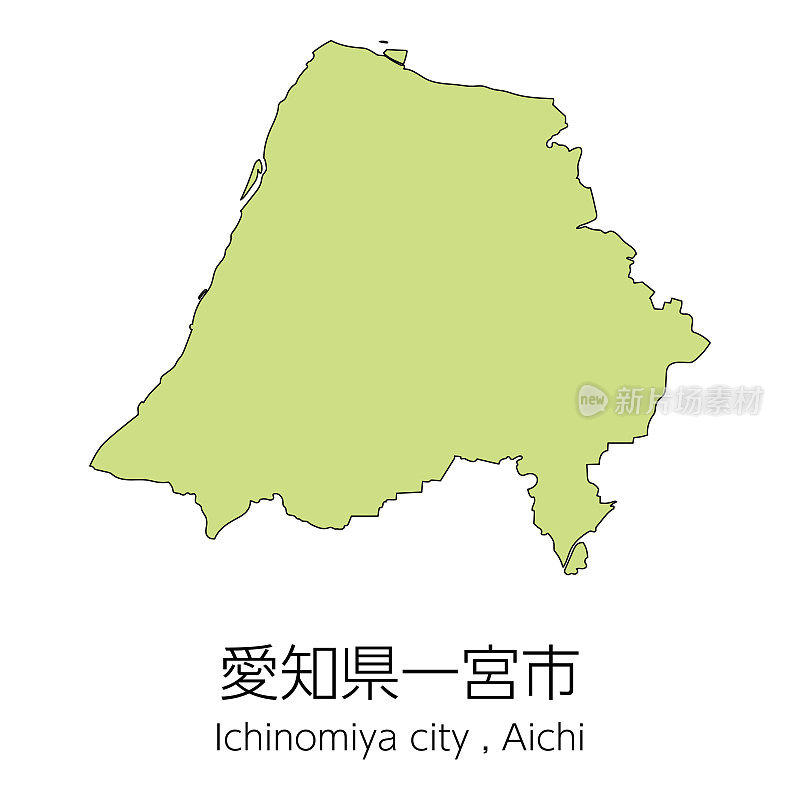 日本爱知县一宫市地图。