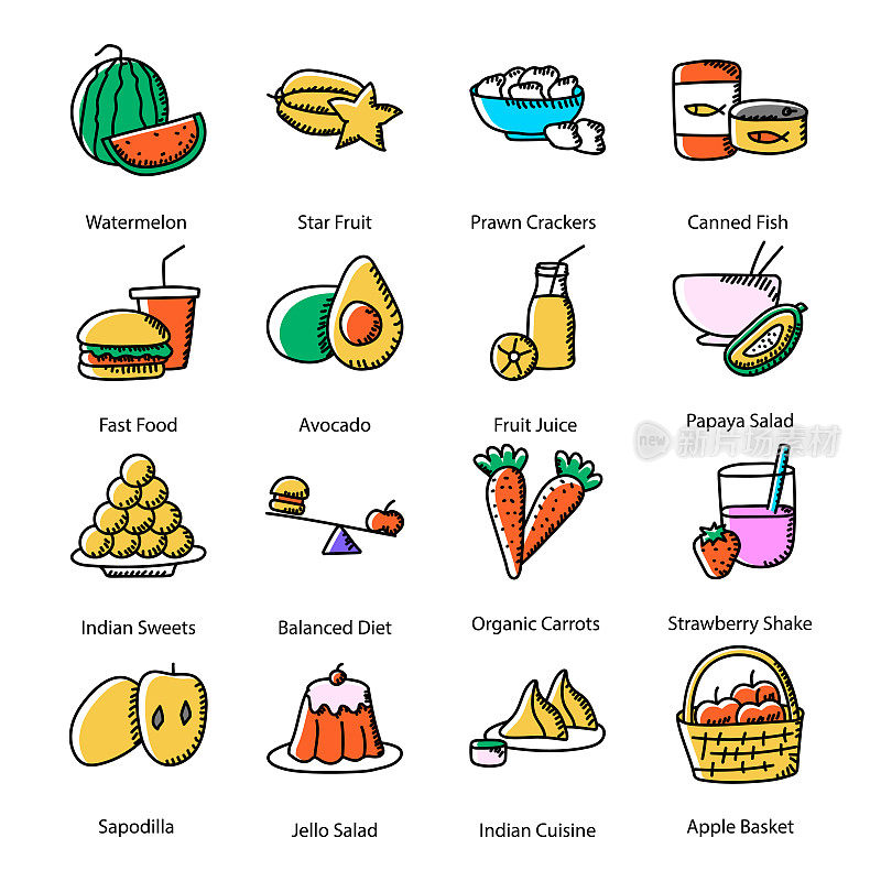 一包营养食品涂鸦图标