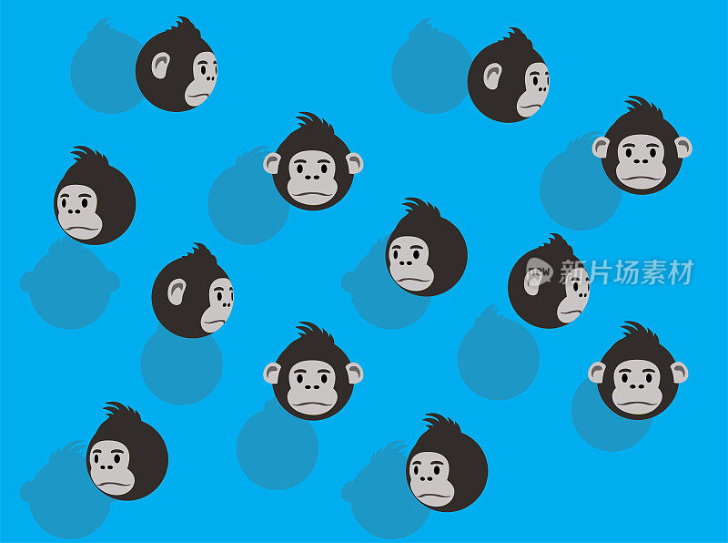 动物球头动画大猩猩卡通人物插图无缝背景