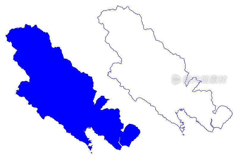 拉斯佩齐亚省(意大利、意大利共和国、利古里亚地区)地图矢量插图，拉斯佩齐亚省地图草稿