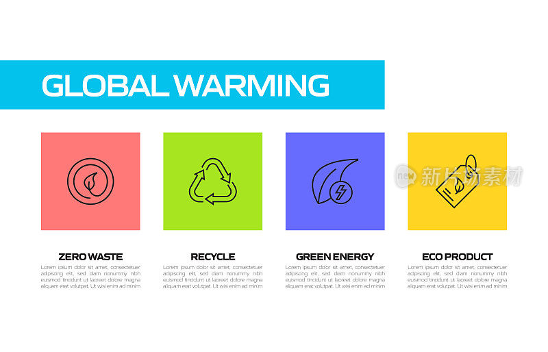 全球变暖相关线图标，轮廓矢量符号插图。