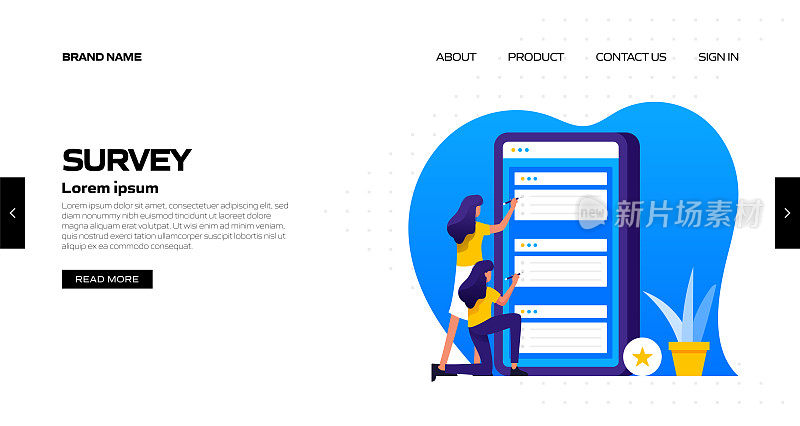 客户调查概念矢量插图登陆页面模板，网站横幅，广告和营销材料，在线广告，业务演示等。