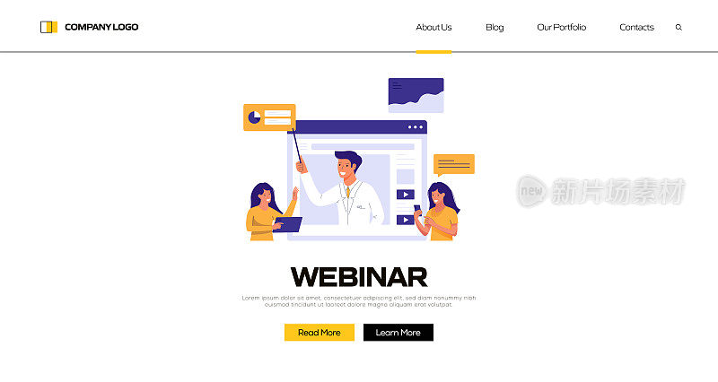 网络研讨会概念矢量插图登陆页模板，网站横幅，广告和营销材料，在线广告，业务演示等。