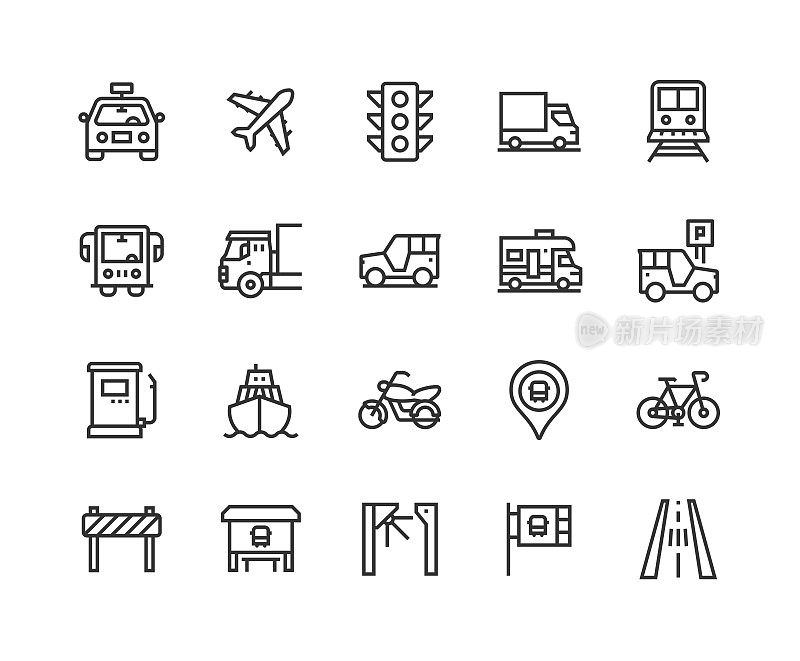 出租车,飞机,交通灯,卡车,道路工程图标