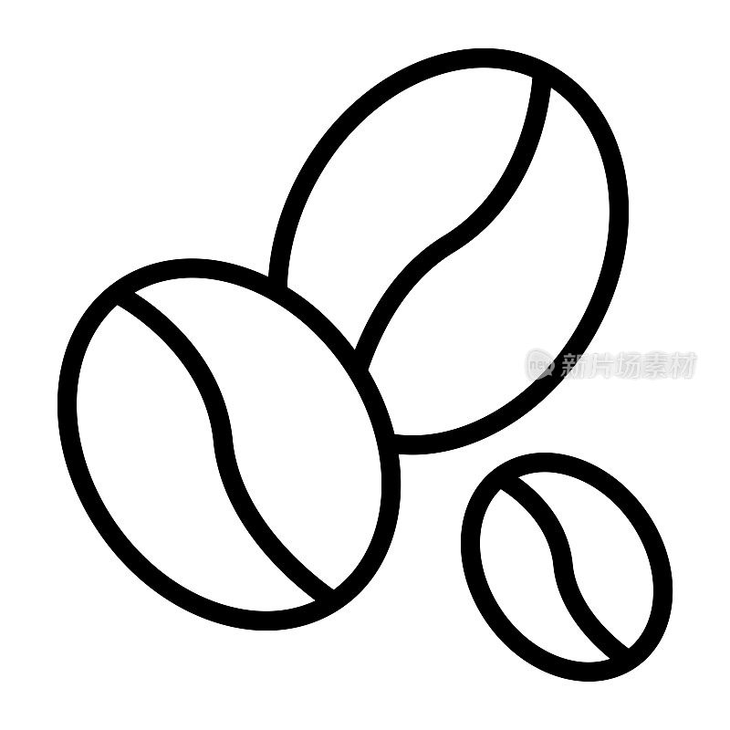 咖啡豆线图标，轮廓符号矢量插图